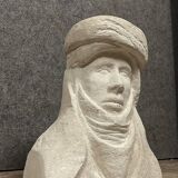 Important orientalist volume sculpture in stone from the Art Deco period around 1930