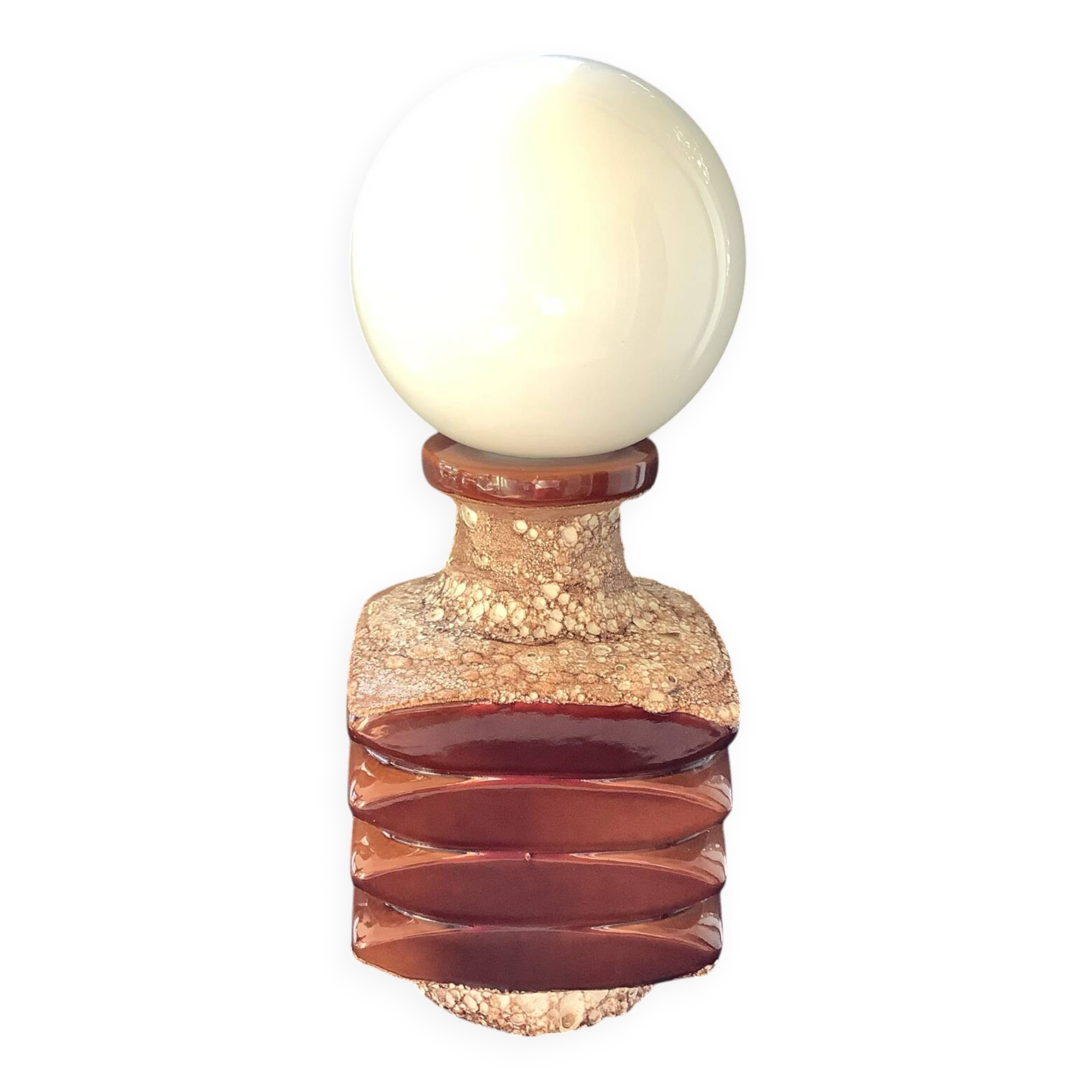 Vintage Faceted Fatlava Cari Zalloni Globe White Glass Lamp 1970 Steuler