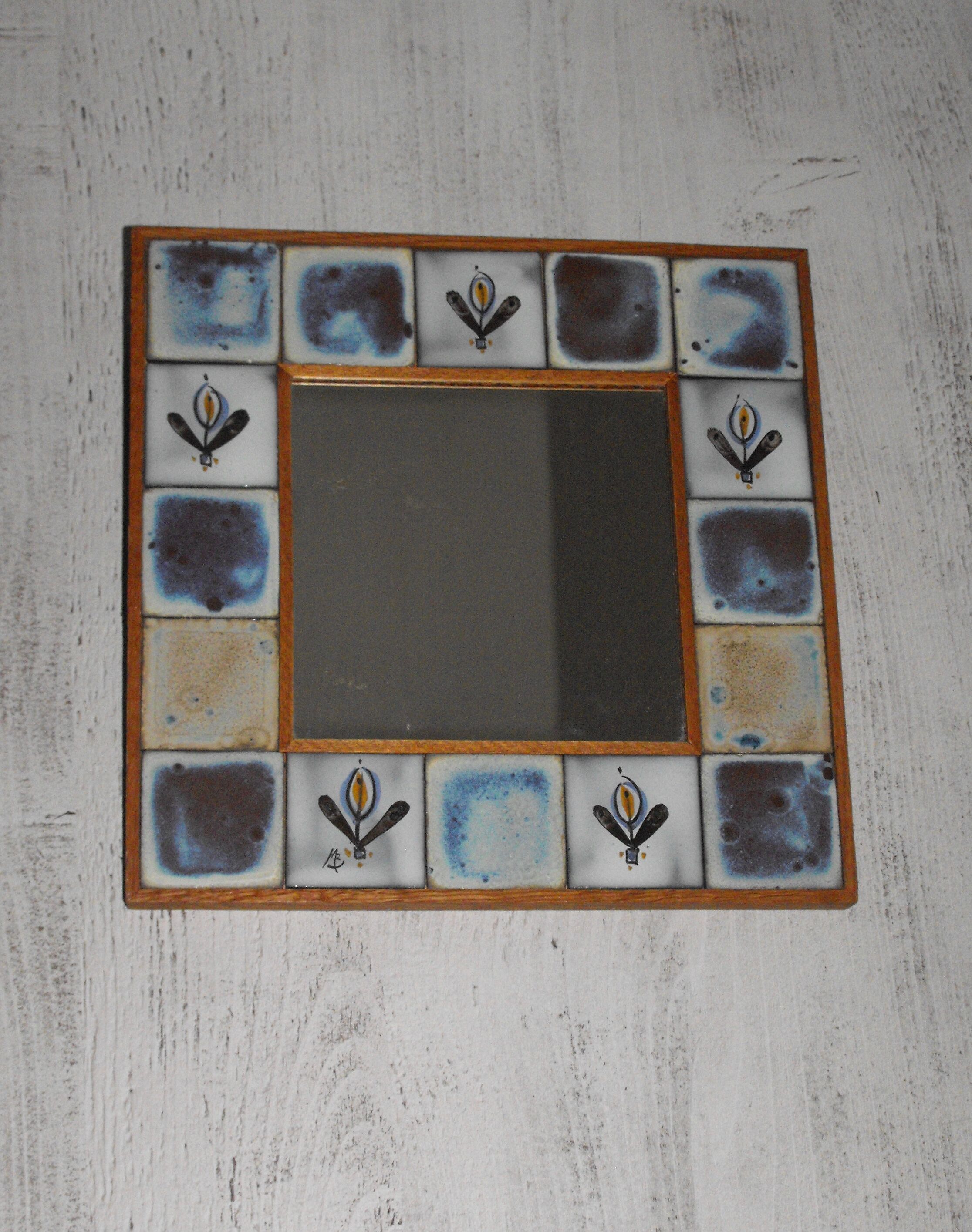 Ceramic mirror 70s - 26x26cm