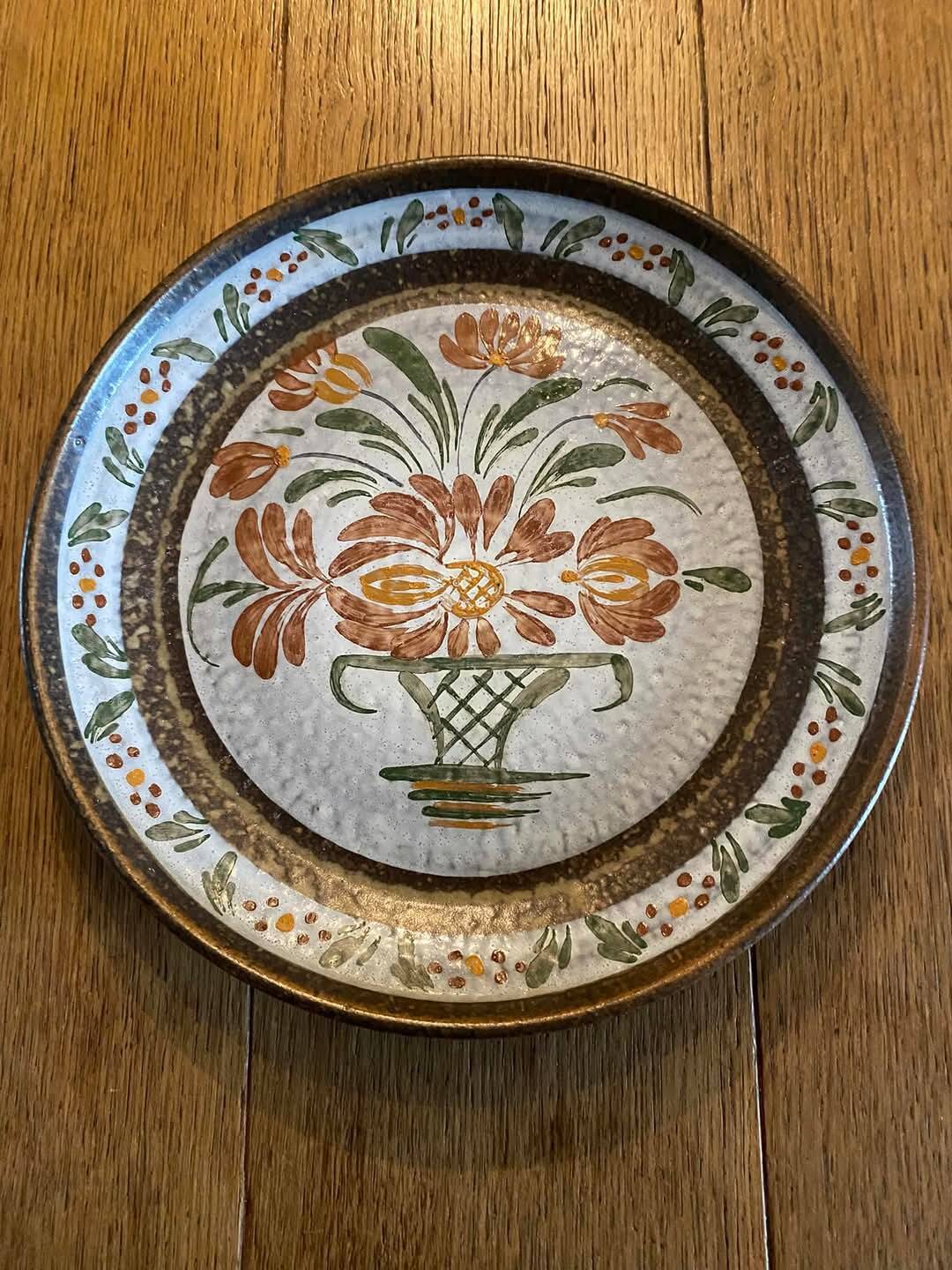 Stoneware dinner plate stamped Keraluc Quimper MPB