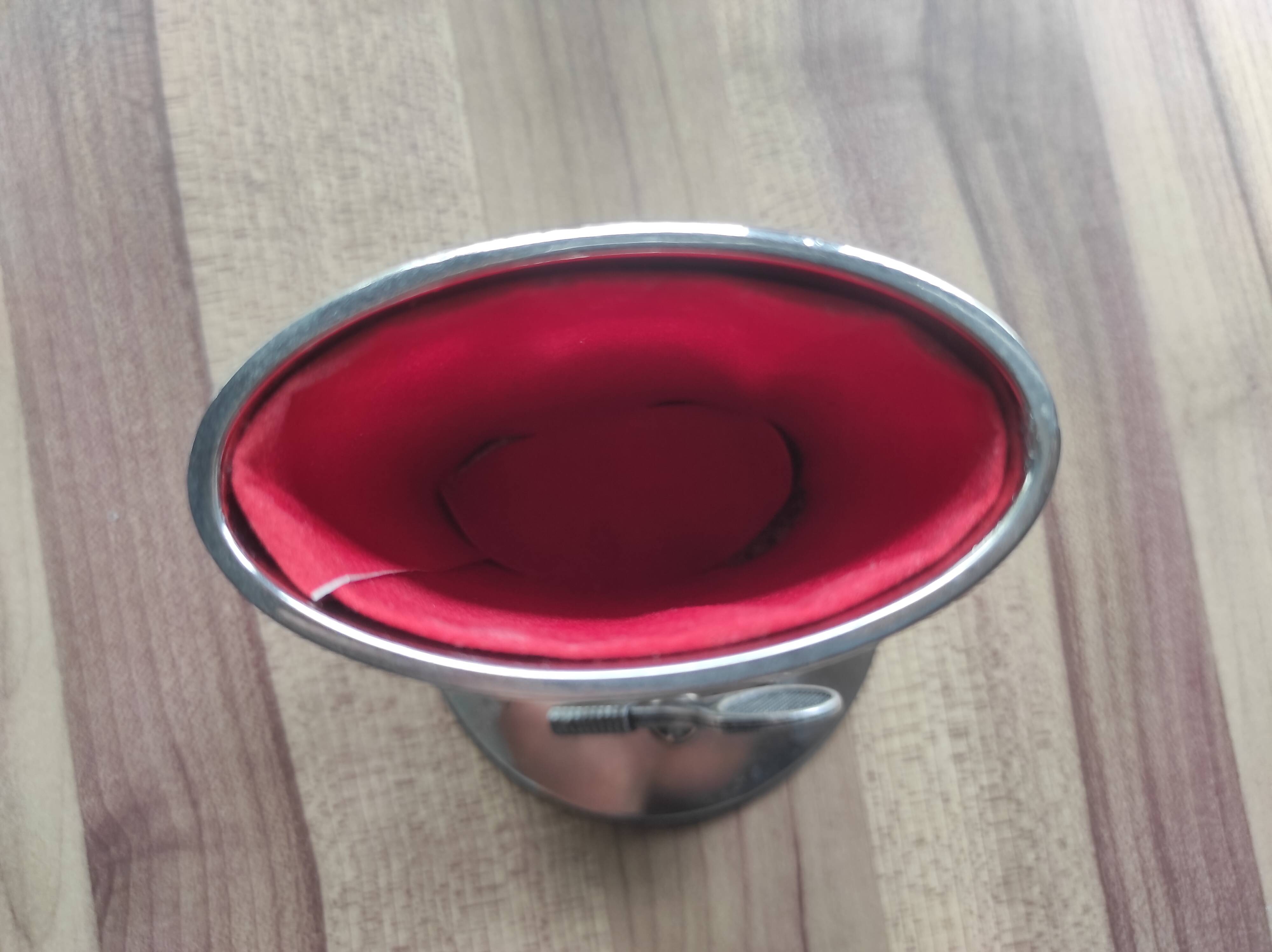 Vintage silver metal pencil holder decorated with tennis rackets