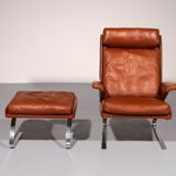 Congnac Leather COR SWING Lounch Chair whit Otterman By Adolf & Schöpfer 19