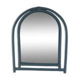 Sage green painted rattan mirror