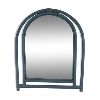 Miroir en rotin peint vert sauge