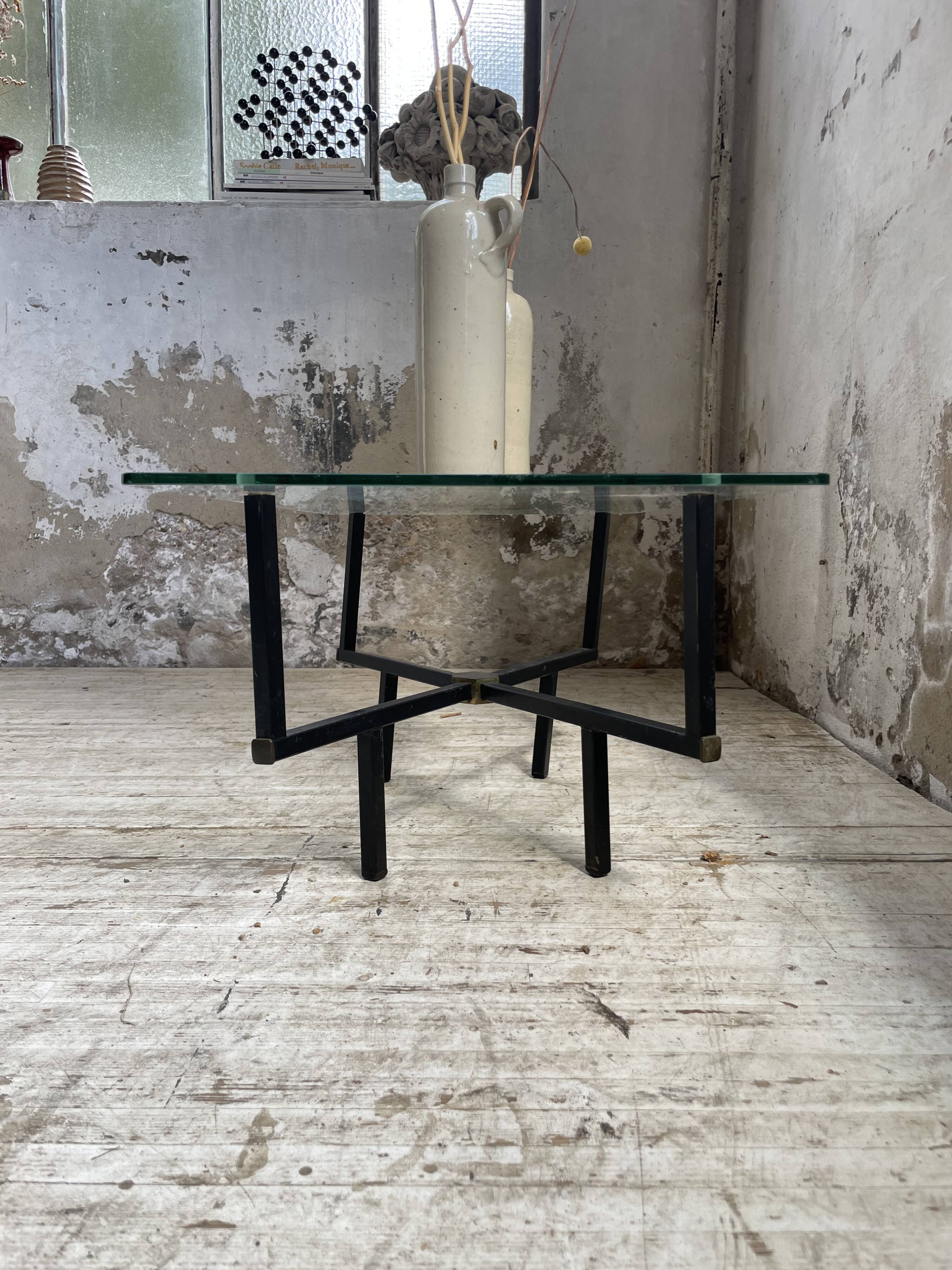 60s glass coffee table