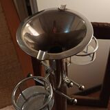 chrome standing ashtray with glass holder 1930 design by Boris Lacroix