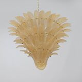 Barovier & Toso Style Gold-Palmette Murano Glass Pendant Chandelier