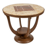 Superb Side Table / Art Deco Accent Table – Marble Marquetry &
