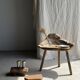 Small stool, teak footrest with short cut corners.