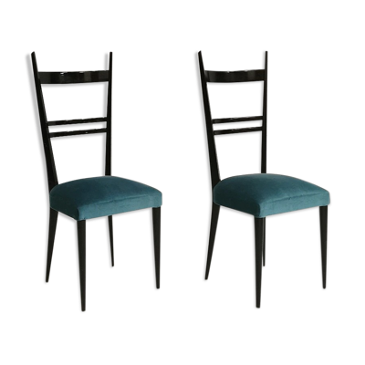 Paire de chaises Italiennes à dossiers hauts, 1950