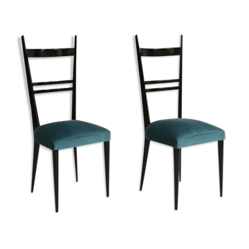 Paire de chaises Italiennes à dossiers hauts, 1950
