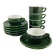 Vintage Bistro Coffee / Espresso / Moka Green Cups and Saucers