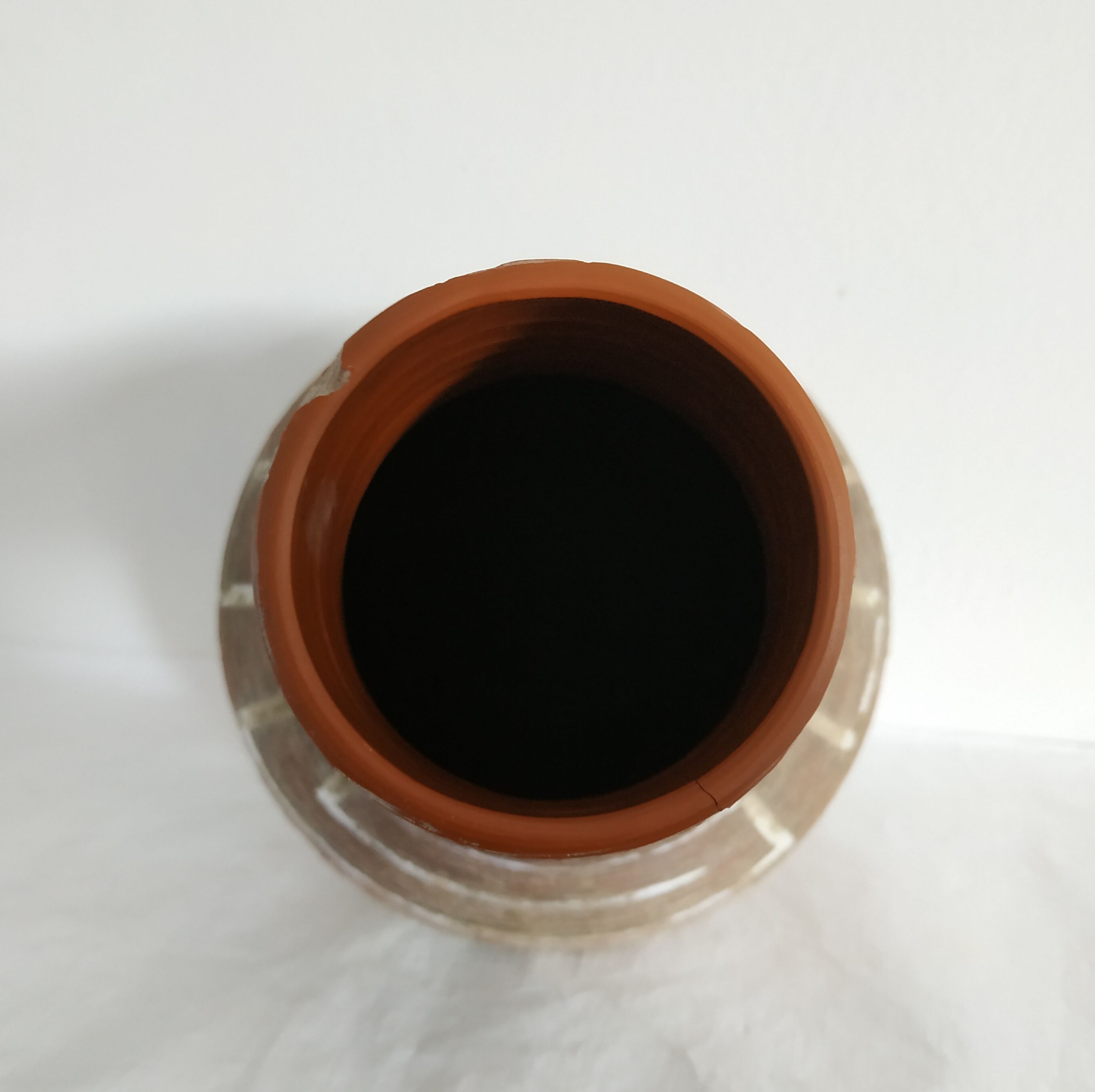 German ceramic vase with geometric patterns with white enamels