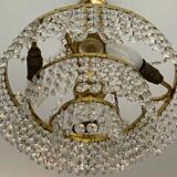 Cascade chandelier with crystal and brass tassels