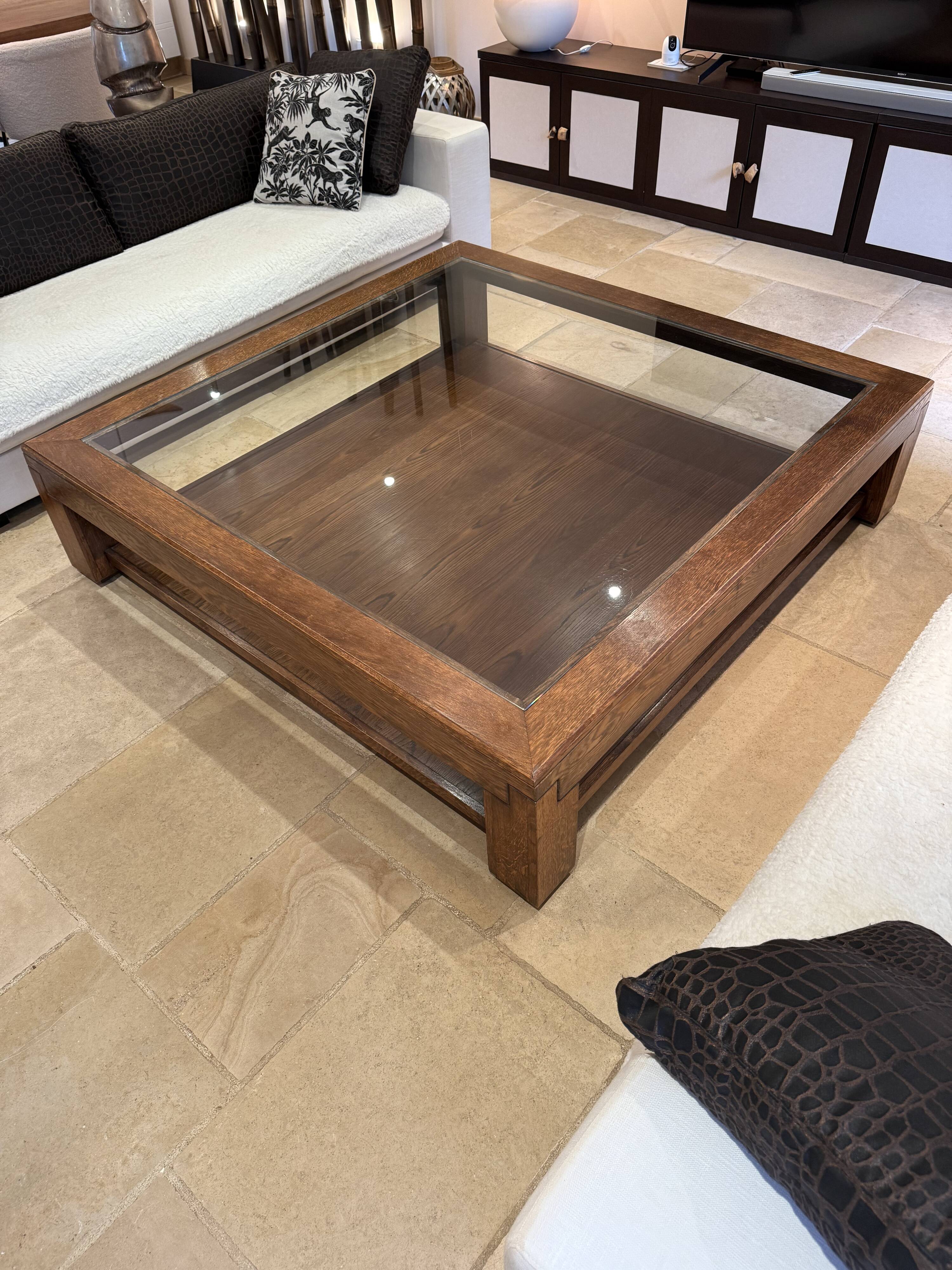 Wood and glass coffee table