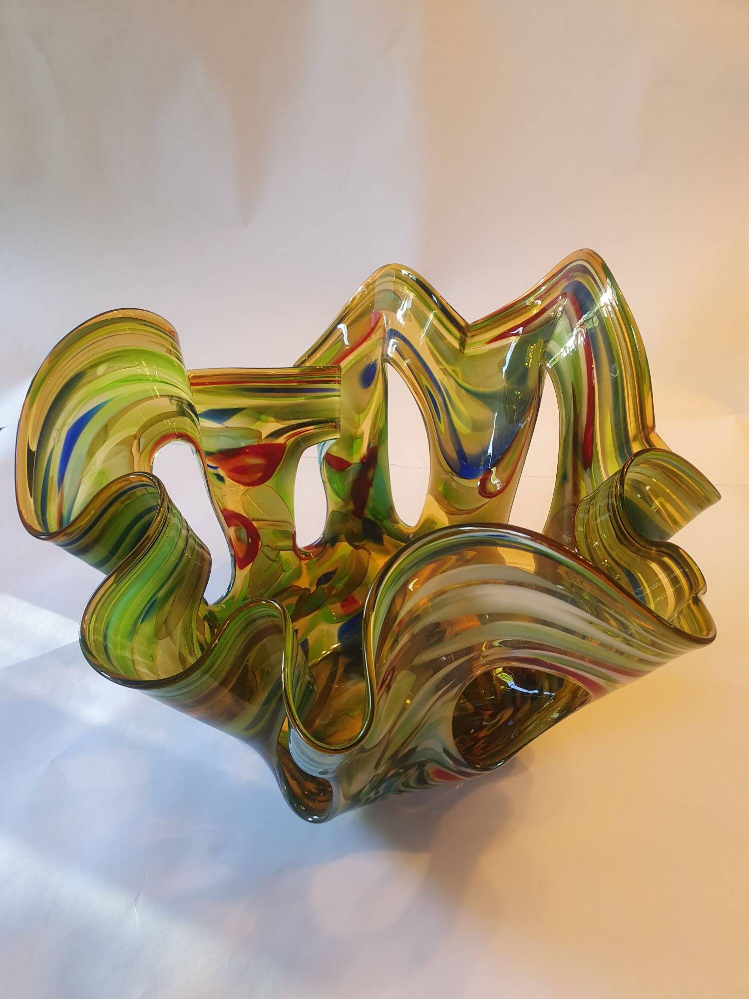 Large Makora handmade glass vase from the 70s