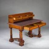 Wilhelmine secretary in walnut & exotic veneer with leather top
