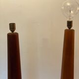 Pair of Bespoke Massive Teak Floor Lamps