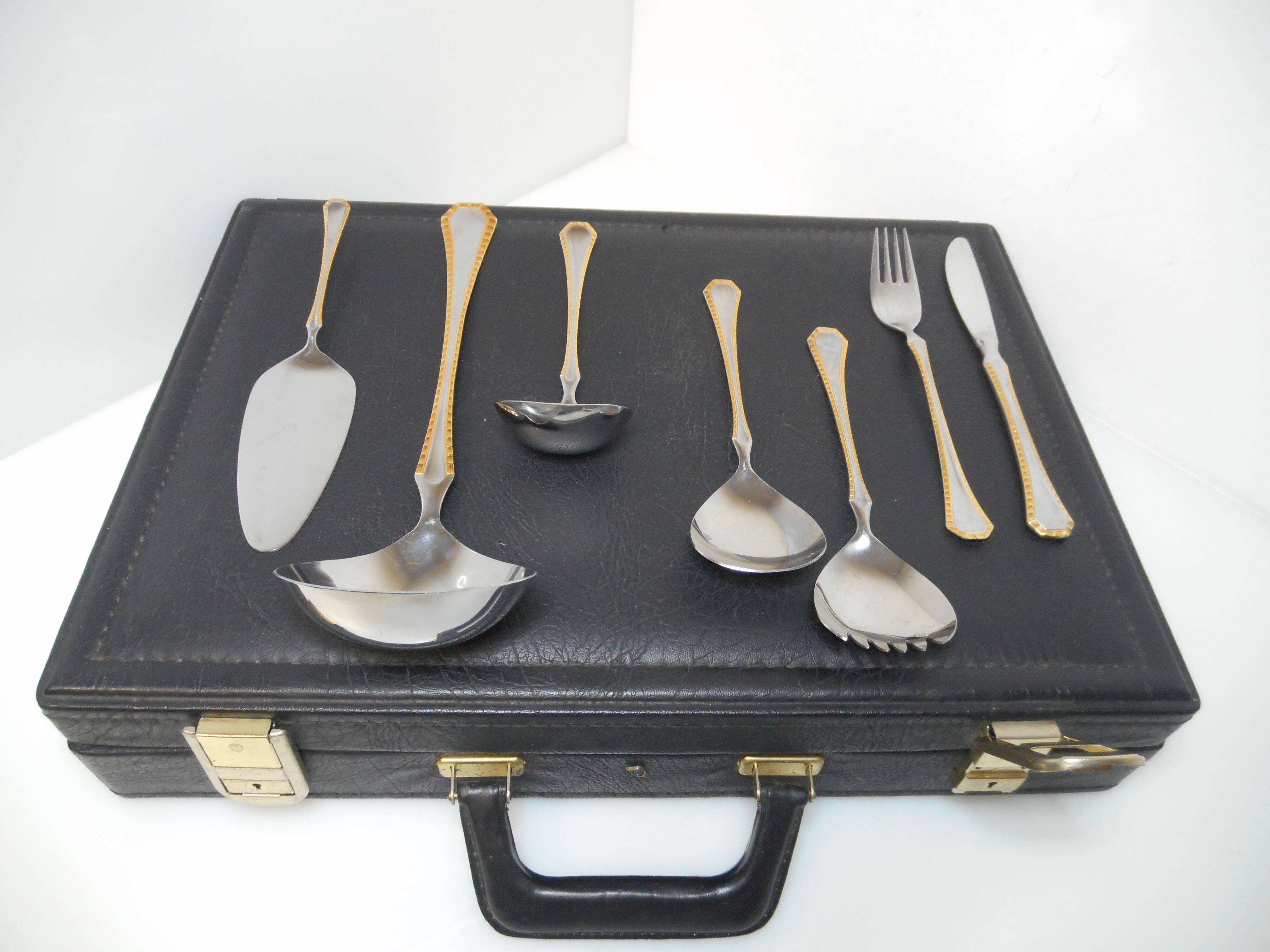 Householder Solingen Bestecke gold-plated 59 pieces in briefcase and bulk