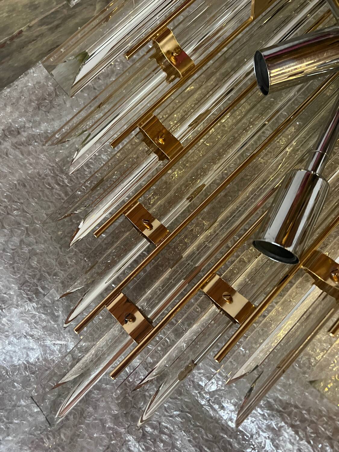 Vintage 1960’s Venini Style Murano Glass Ceiling Chandelier Light