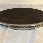 Service tray of silver metal, wood and fake tortoiseshells 1970
