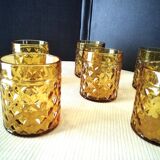 5 Vintage Pernod Amber Tumbler Glasses