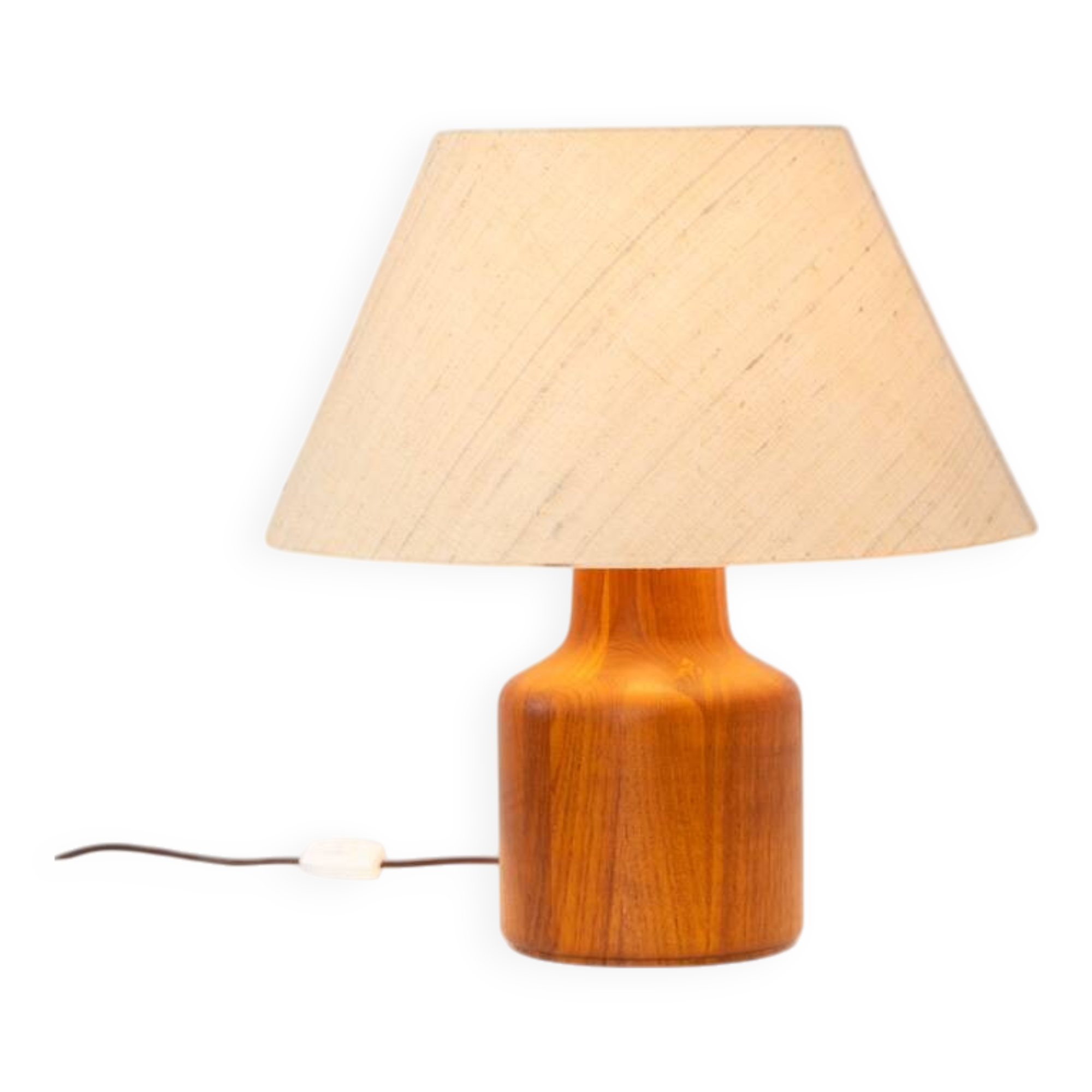 Solid teak table lamp by Kirk Copenhagen (Denmark, 1960s).