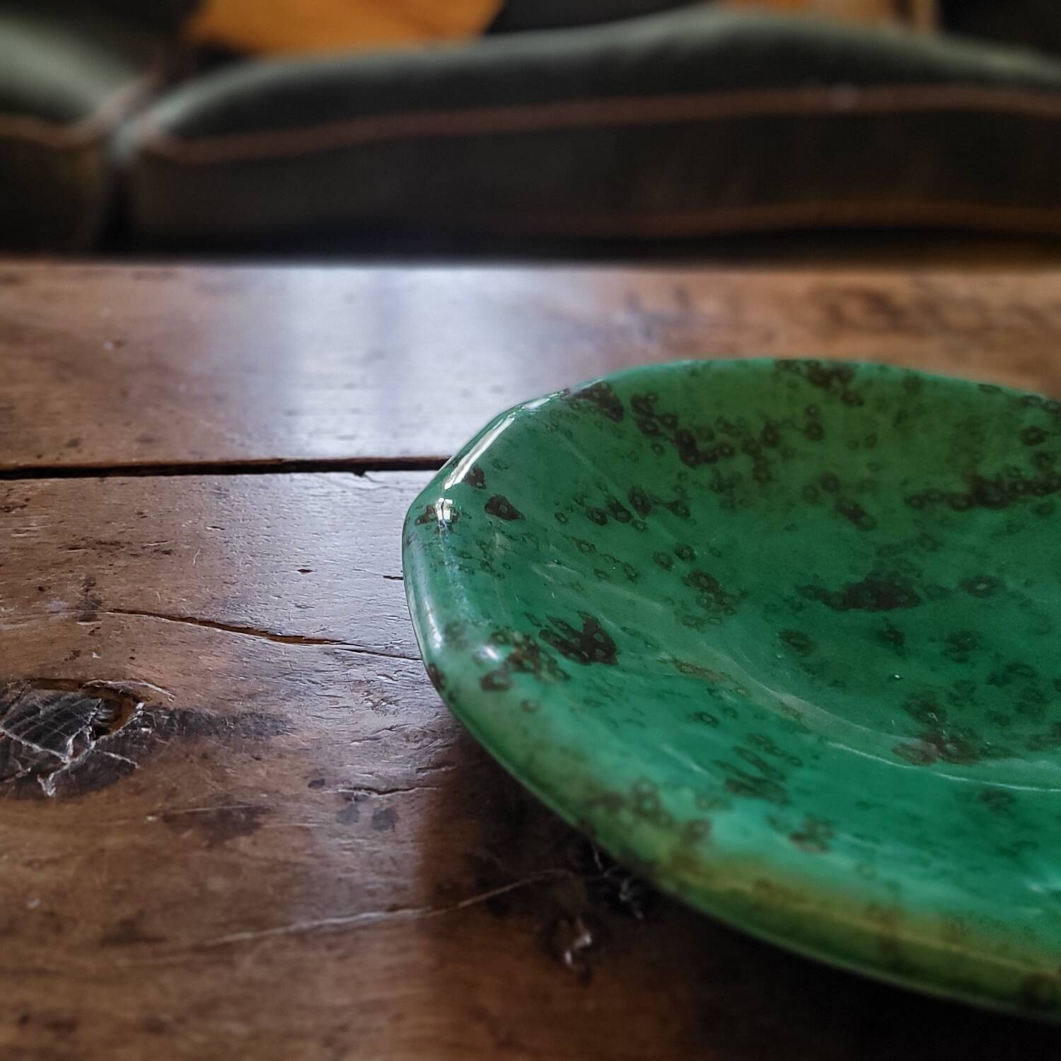 Ceramic bowl with malachite green glaze. 1950s. Ceramic bowl with green glaze.