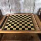 Old Vintage Wooden Double Game Board of Checkers & Small Horses #A782