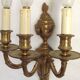 Magnificent Pair French Antique Bronze Triple Wall Lights Urn & Swag Detail