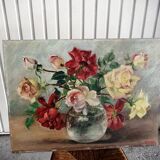 Oil on still life panel with roses