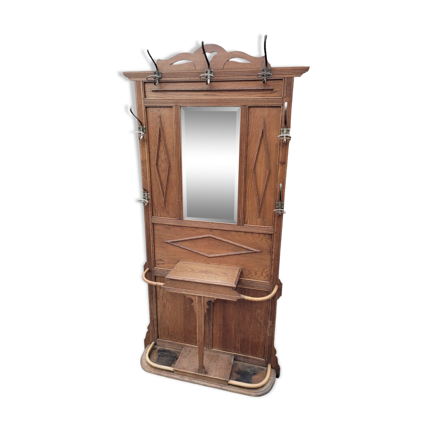 Old oak cloakroom or coat rack