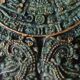 Miroir solaire mural Aztèque/Maya, en pierre de Malachite broyée, rehauts or
