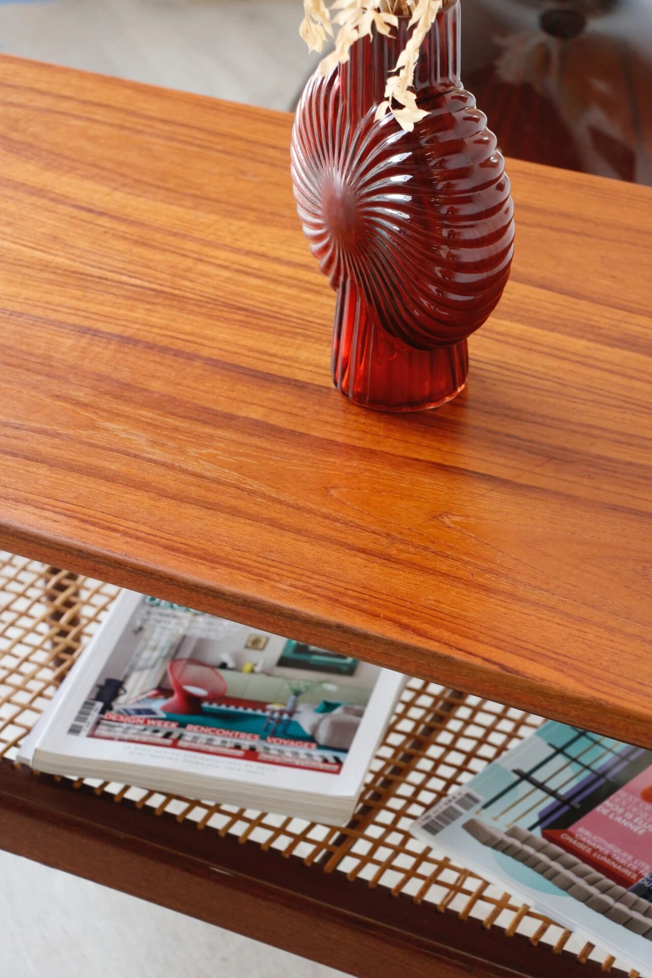 Table basse danoise double plateau en teck 1960
