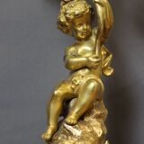 Pair of Gilt Bronze Cherub Candlesticks, Late 19th Century