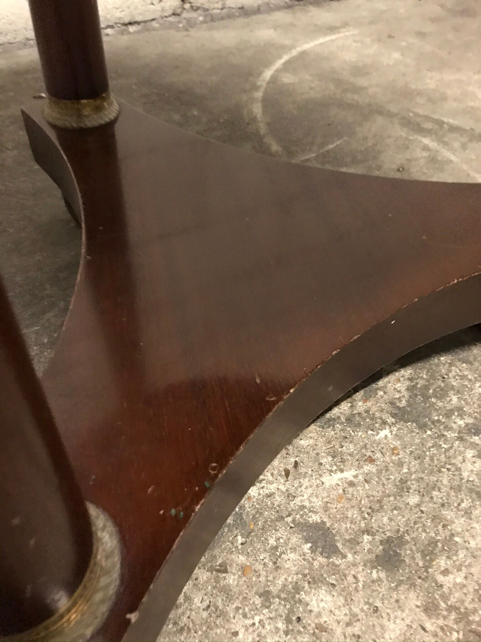 Side table tripod Empire style in solid mahogany and grey marble tray
