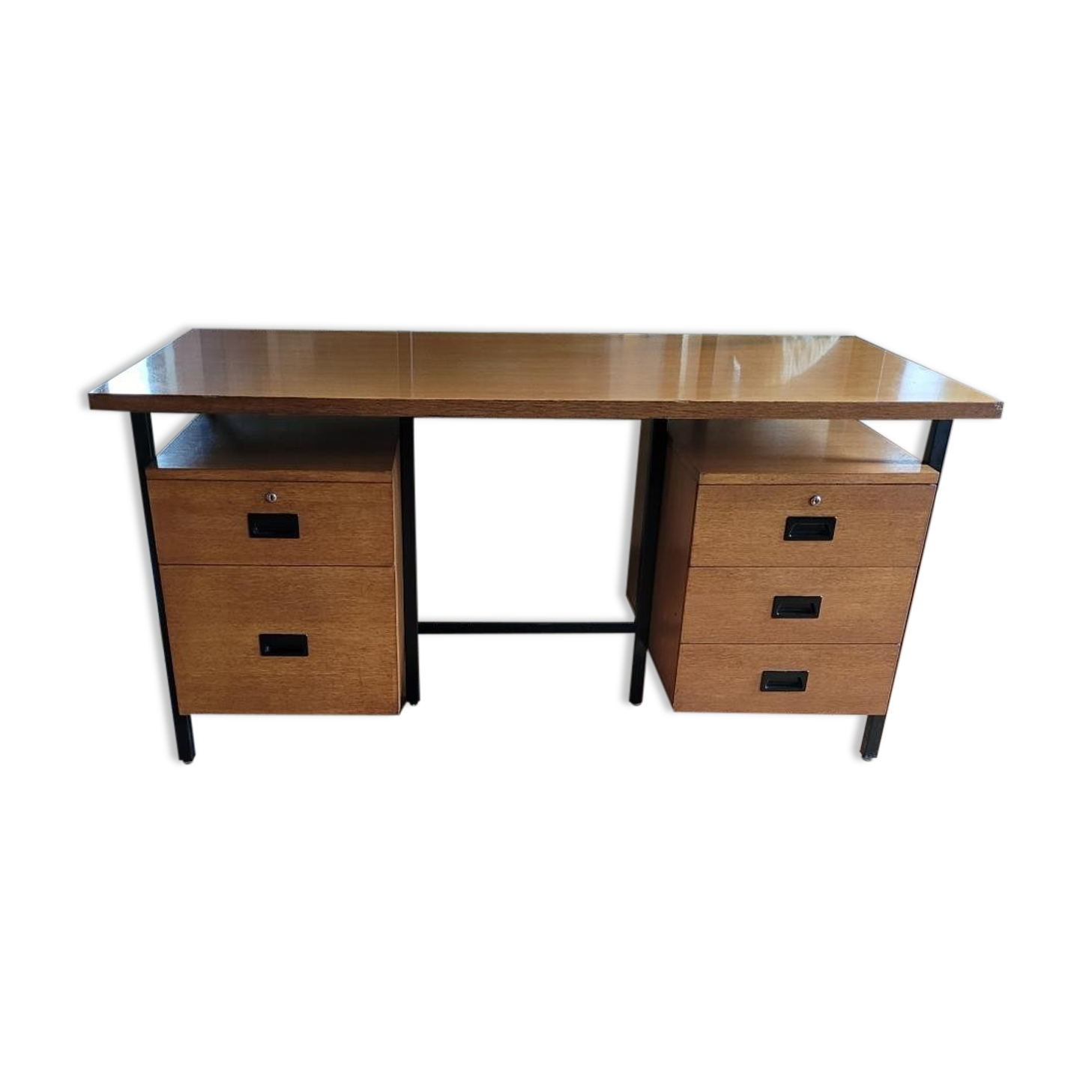 Bureau bois et métal années 70