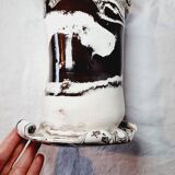 Rare Brutalist style vase in porcelain so fine and shiny it looks like millet glass