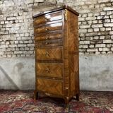 Weekly calendar in louis xv style marquetry stamped from maison gouffé in paris