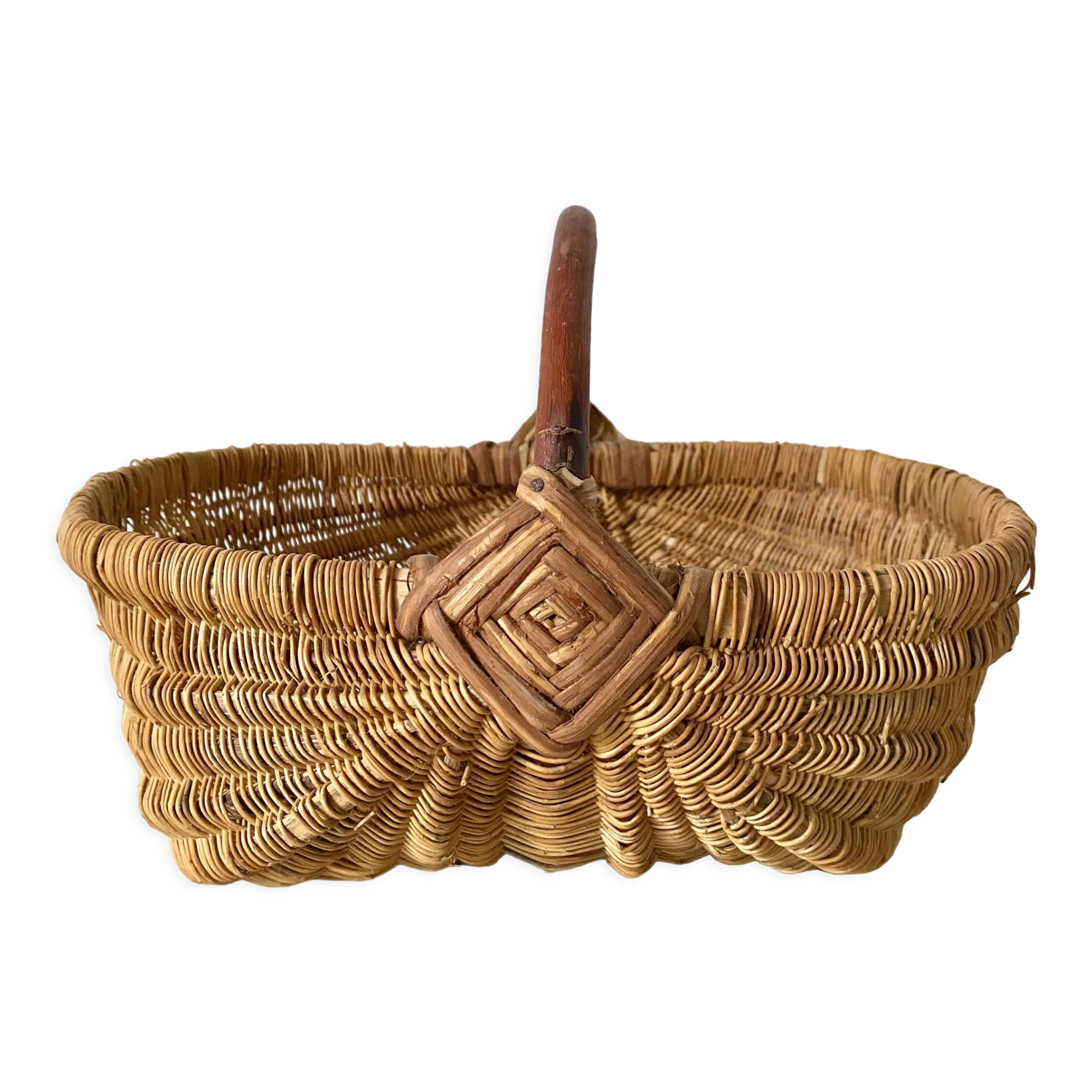 Old basket in woven wicker