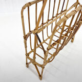 1970s Bamboo Magazine Holder, Czechoslovakia