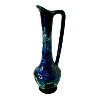 Fat Lava blue ceramic pitcher from the 70s