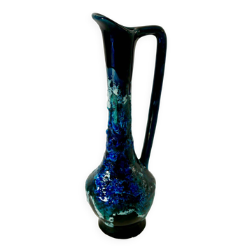 Pichet en céramique Fat Lava bleu années 70
