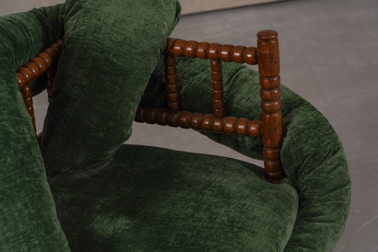 Chaises à bobines vintage, réimaginées par Corina Olaru, Hollande années 1930, ensemble de 2