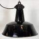 Industrial Black Enamel Factory Lamp with Cast Iron Top, 1950s