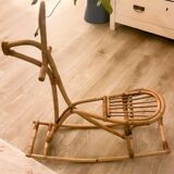 Vintage rattan rocking horse