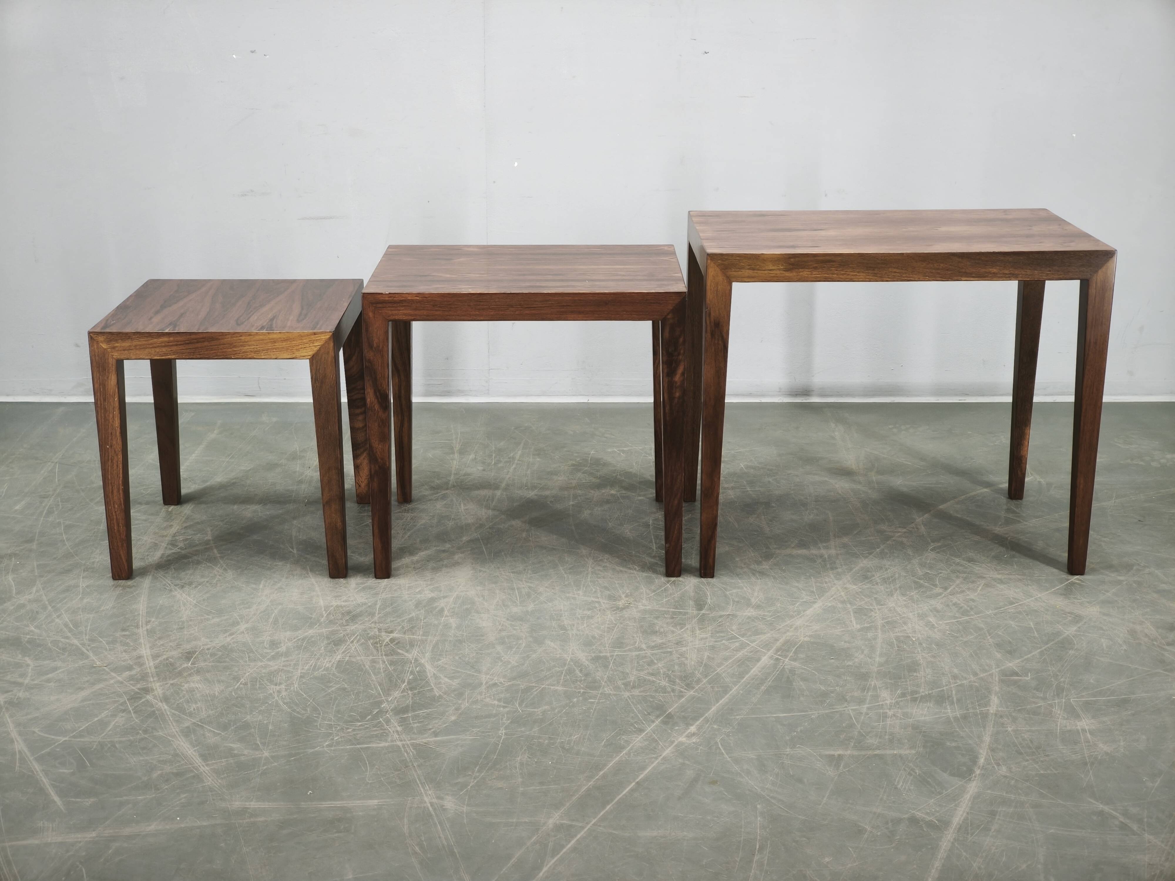 Severin Hansen Nesting Tables for Haslev, Denmark, 1960s