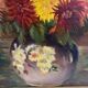 Old painting, still life with Dahlias, signed E Boudet late nineteenth century.