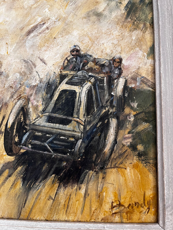 Tableau Grand Prix, course automobile, Paulette Bardy, années 40