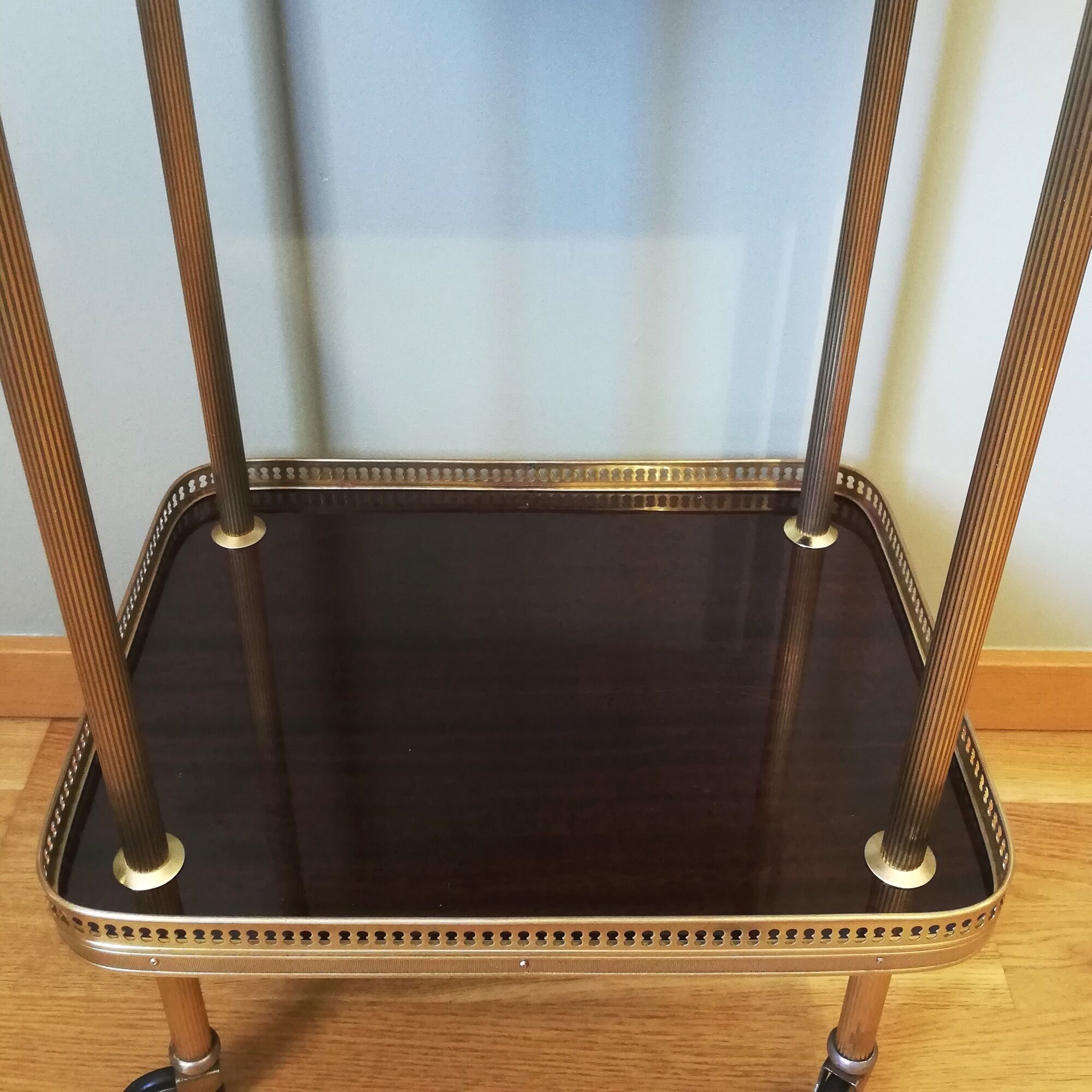 Vintage 60s wheeled service in brass and formica